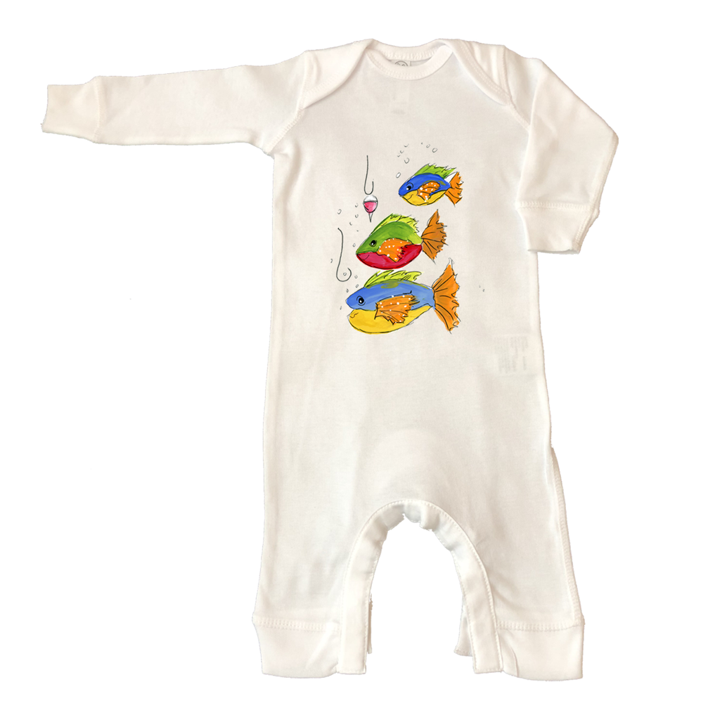 Rib Coverall Infant Baby 1024 Fish and Hooks