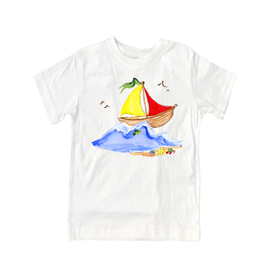 Cotton Tee Shirt Short Sleeve 2186 Sailboat-Red & Yellow