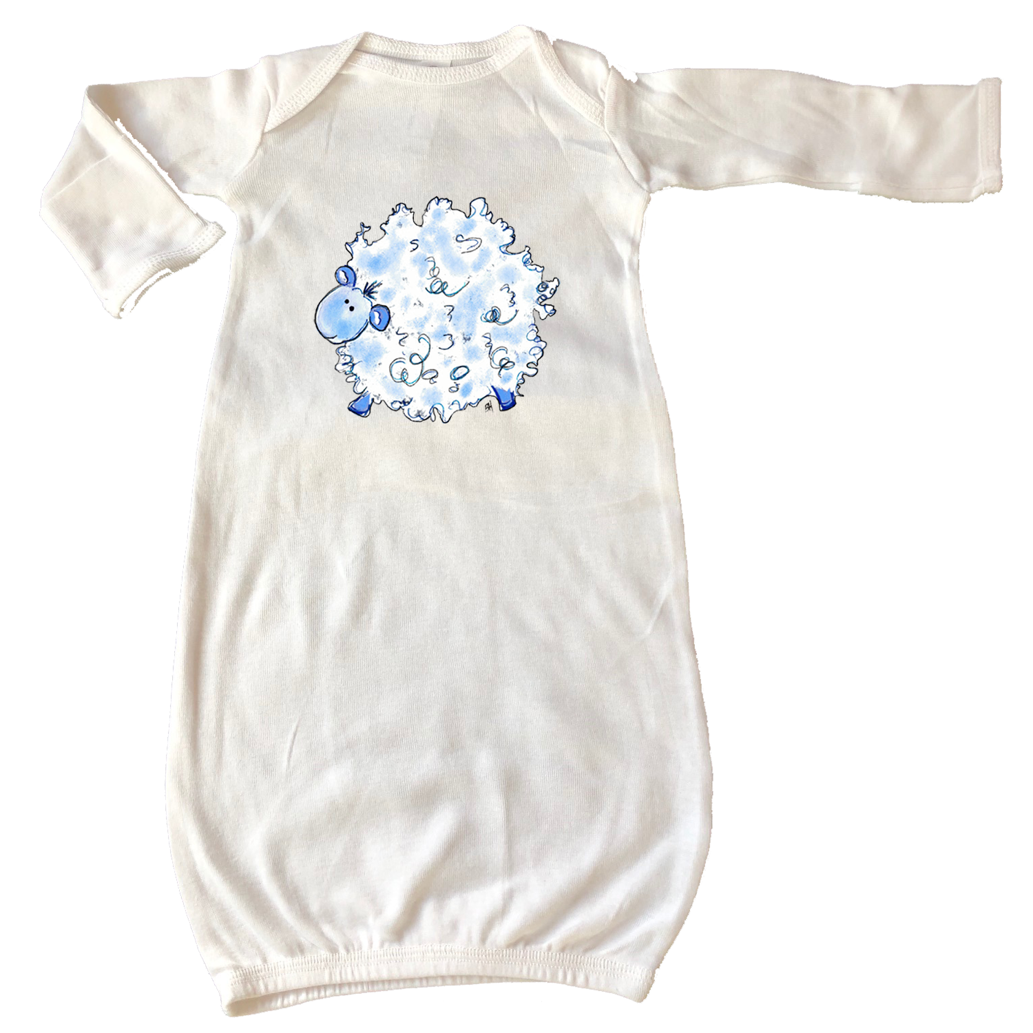 Infant Gown 344 Blue Fluffy Lamb