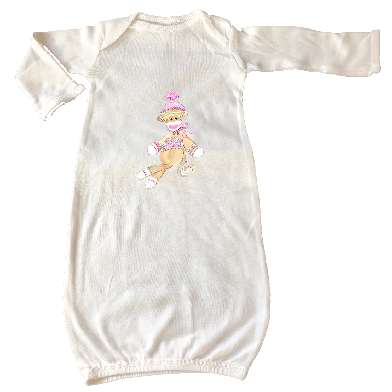 Infant Gown 724 Pink Sock Monkey