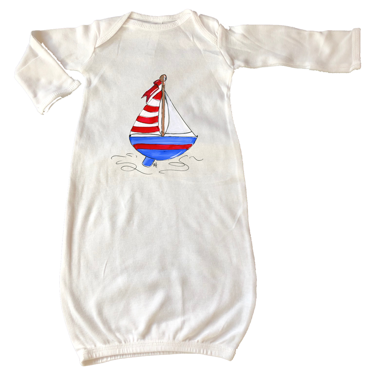 Infant Gown 1070 Red, White, Blue Boating