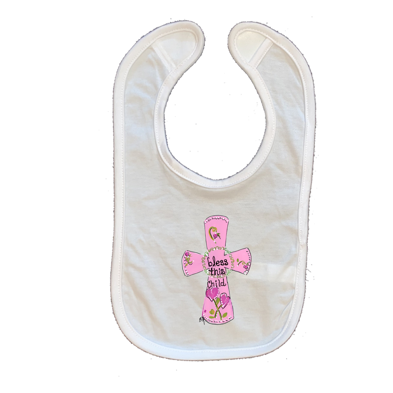 Cotton Infant Bib 1065  Pink- Bless this Child