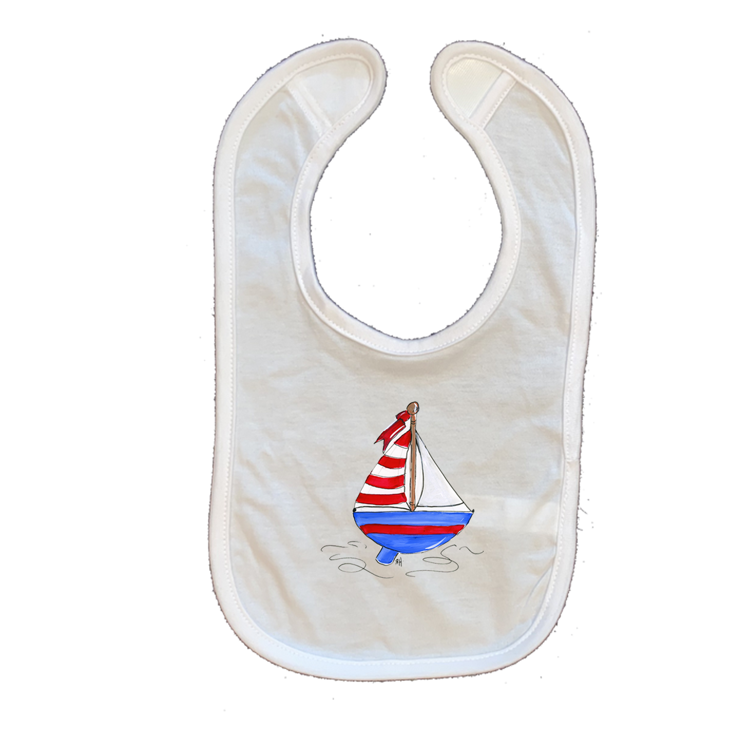 Cotton Infant Bib 1070 Red, White, Blue Boating