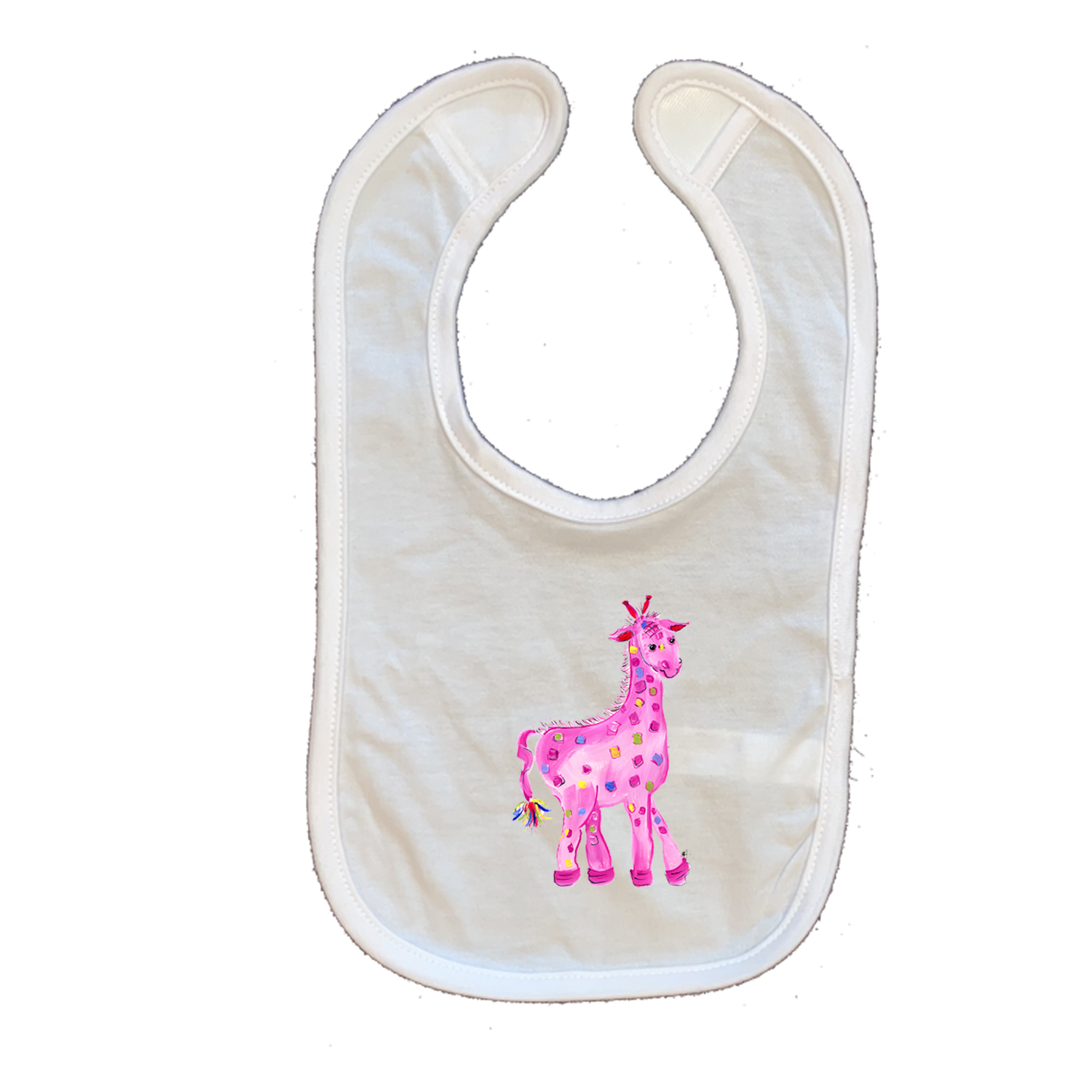 Cotton Infant Bib 31 Pink Giraffe