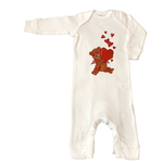 Rib Coverall Infant Baby Bear with Hearts IBRC2039
