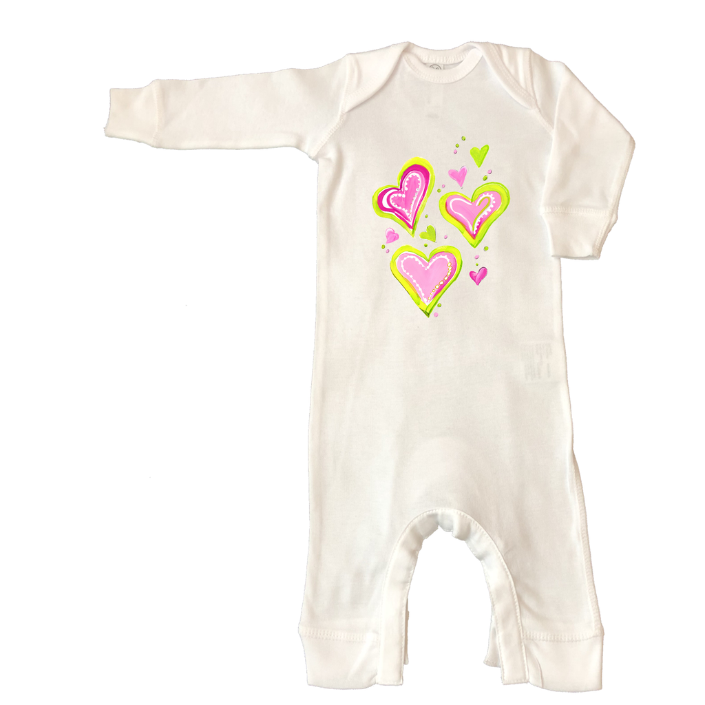 Rib Coverall Infant Baby Hearts & Dots IBRC659