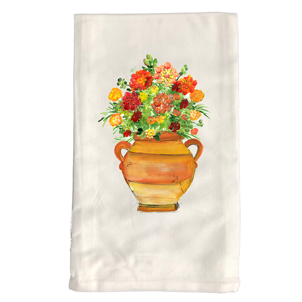 Kitchen Towel Fall 239 Clay Pot w-Fall Flowers W
