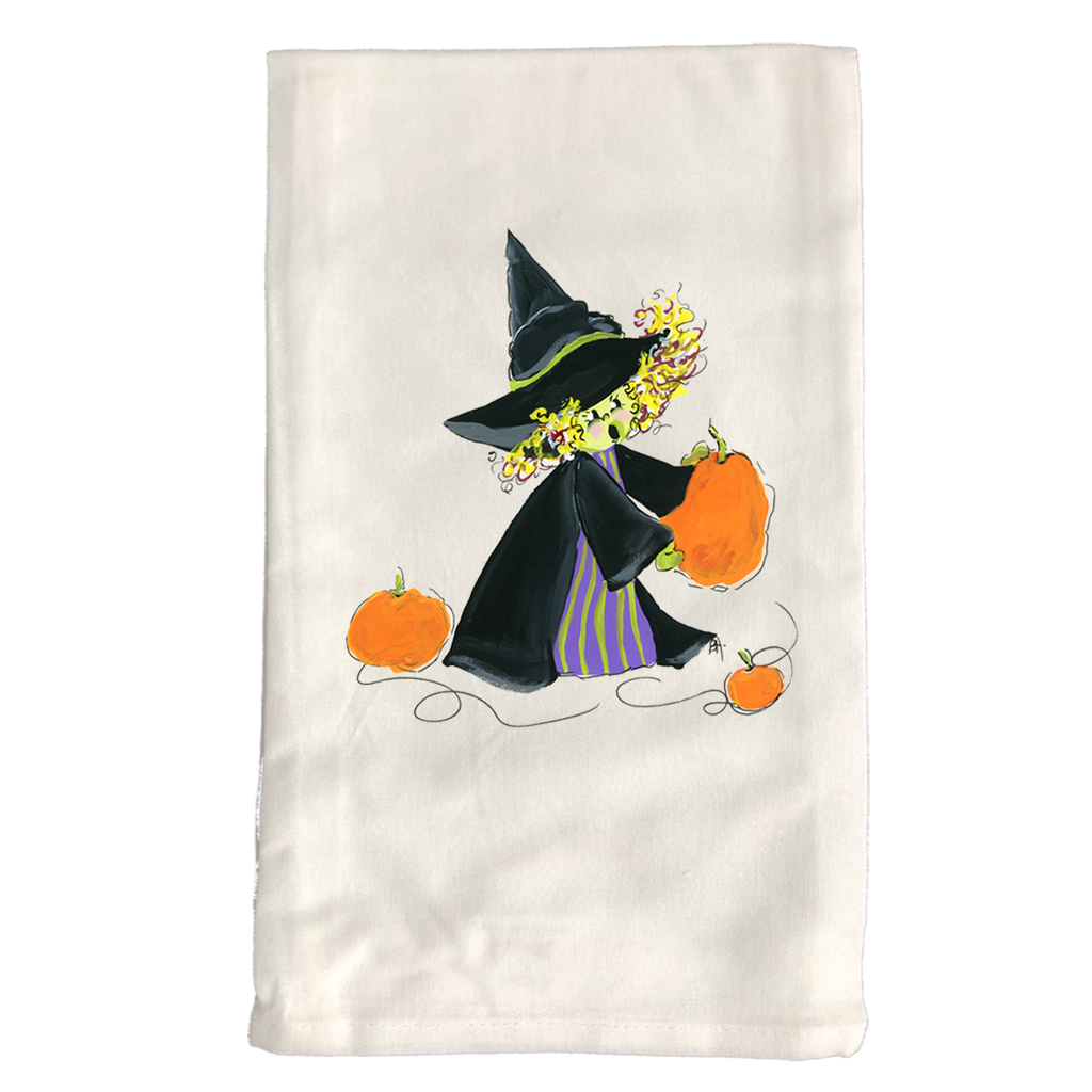 Kitchen Towel Fall 894 Witch w Pumpkins W