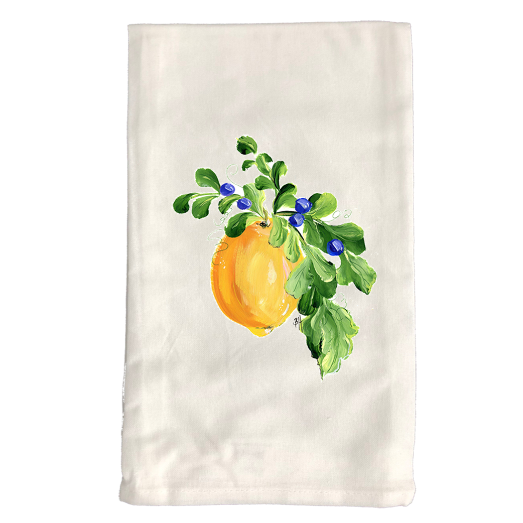 Kitchen Towel White KT428W Lemon and Blueberries