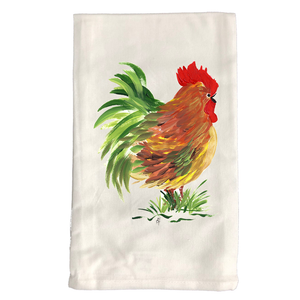 Kitchen Towel White KT2W Brown Rooster