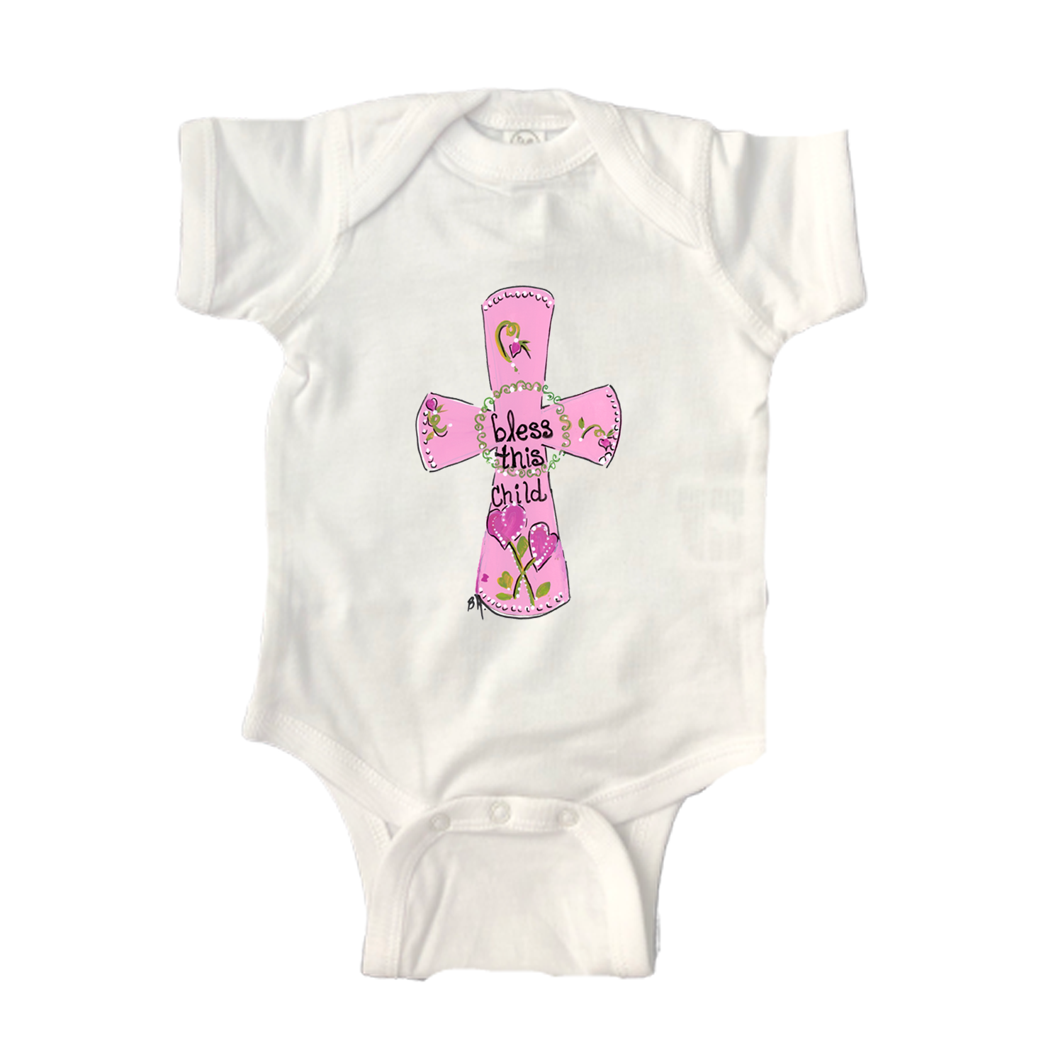 Cotton Bodysuit Short Sleeve  ON1065  Pink - Bless this Child