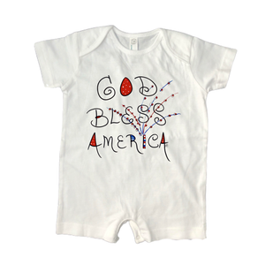 Cotton Romper 4th of July-God Bless America