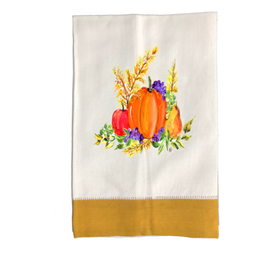 Tea Towel Fall 171 Fall Pumpkins & Fruit GLD