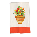 Tea Towel Fall 239 Clay Pot w-Fall Flowers O