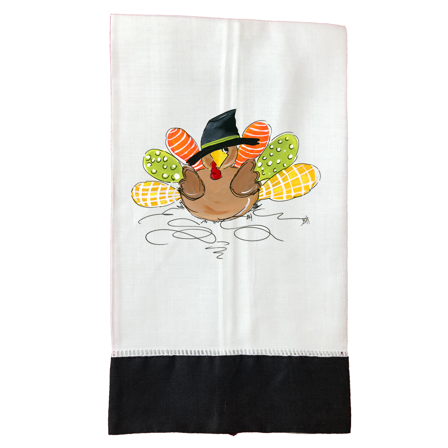Tea Towel Fall 895 Patchwork Boy Turkey BLK