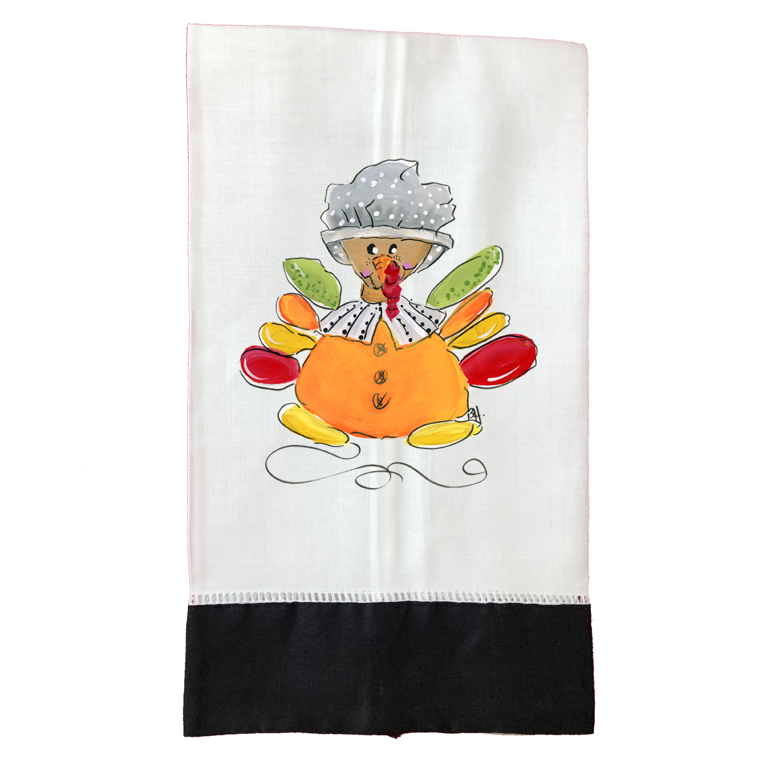 Tea Towel Fall 975 Pilgrim Lady Turkey BLK