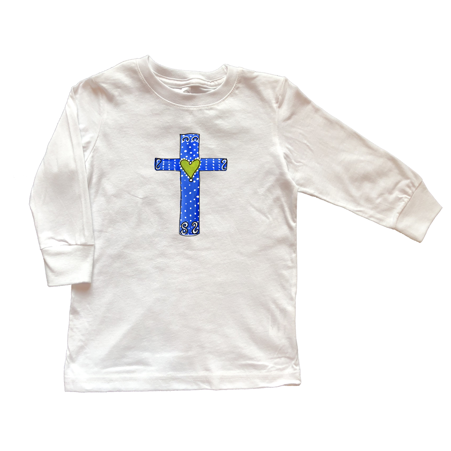 Cotton Tee Shirt Long Sleeve 1053 Blue Cross