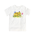 Cotton Tee Shirt Short Sleeve 1058 Yellow Cat w-Bird