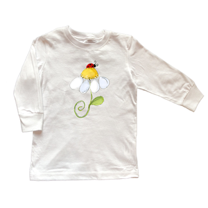 Cotton Tee Shirt Long Sleeve 1072 Umbrella Flower w-Ladybug