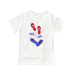 Cotton Tee Shirt Short Sleeve 557 Red & Blue Flip Flops