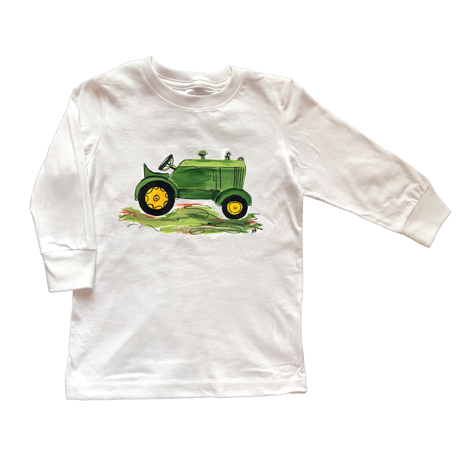 Cotton Tee Shirt Long Sleeve 606 Green Tractor