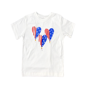 Cotton Tee Shirt Short Sleeve 666 Patriotic Hearts
