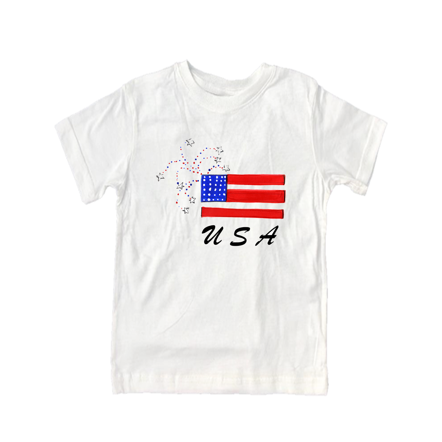Cotton Tee Shirt Short Sleeve 692 USA Flag
