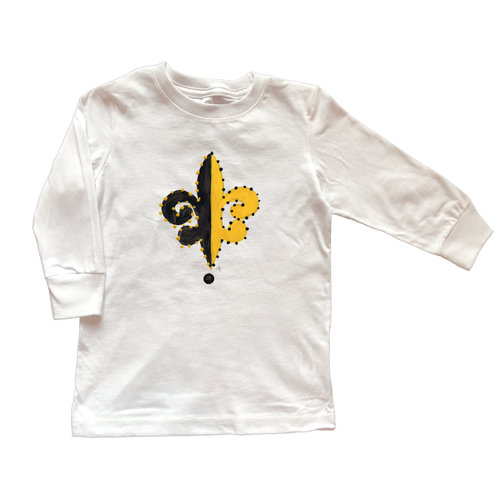 Cotton Tee Shirt Long Sleeve 695 Black & Gold Fluer de lis
