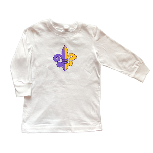 Cotton Tee Shirt Long Sleeve 696 Purple & Gold Fluer de lis