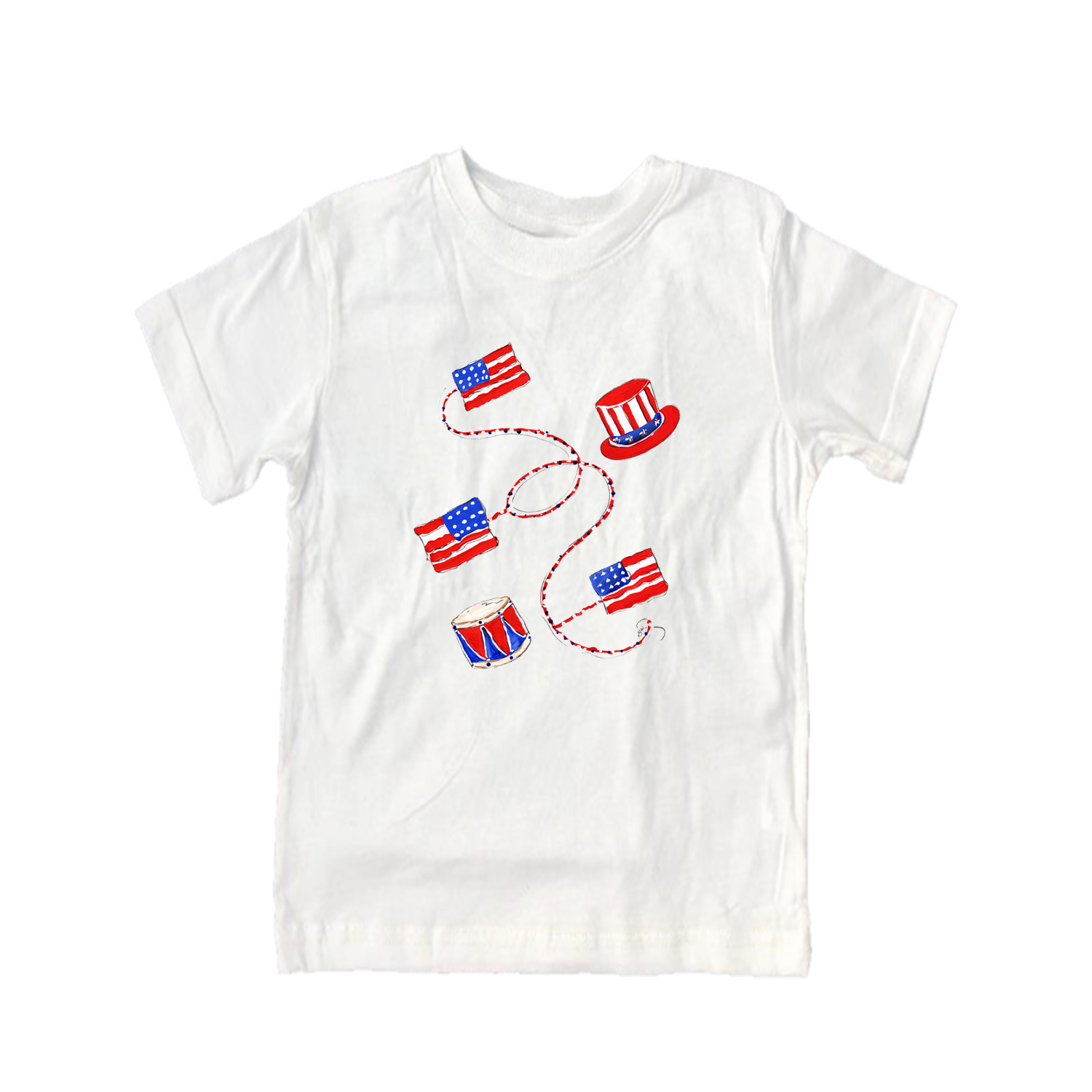 Cotton Tee Shirt Short Sleeve 853 String of 4th July