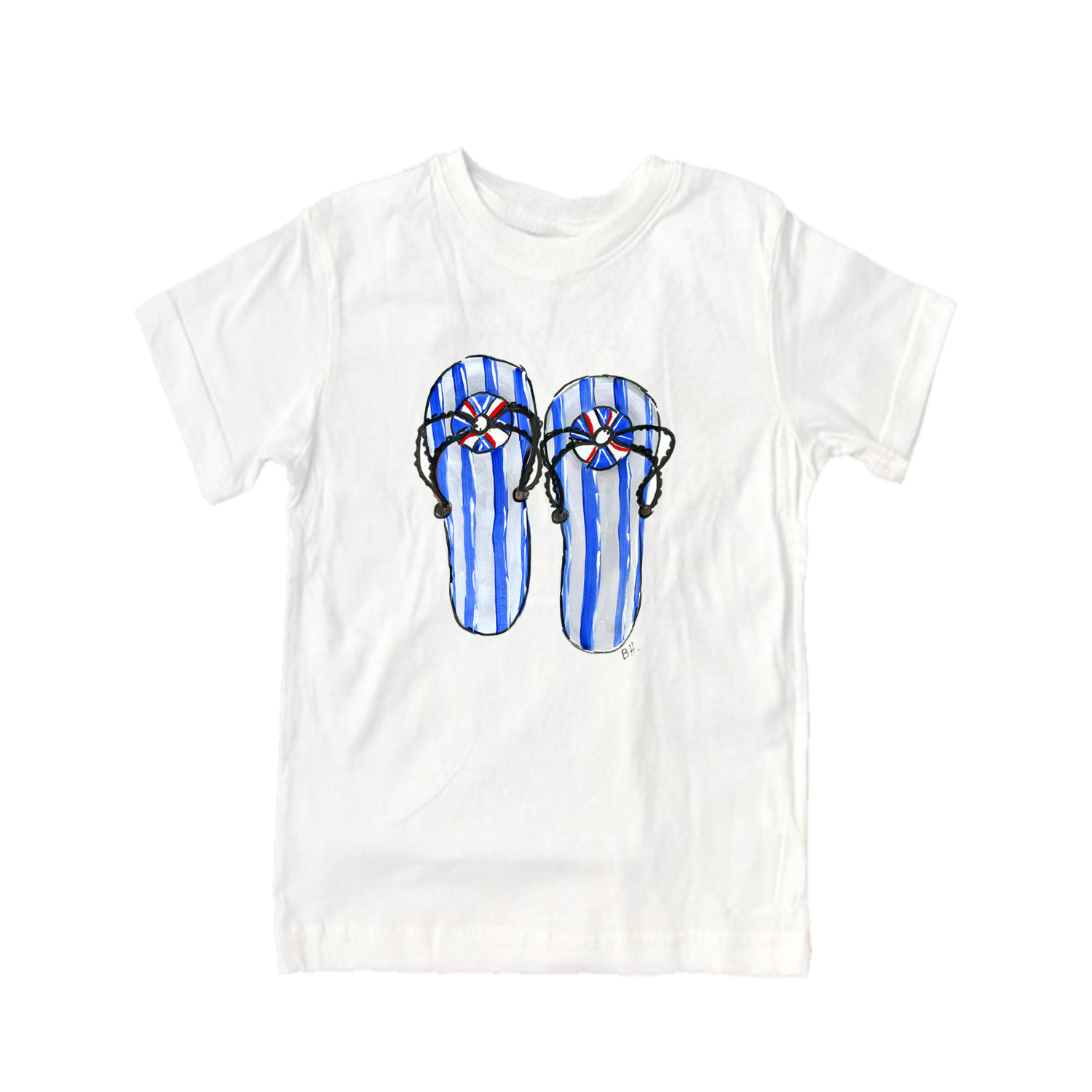 Cotton Tee Shirt Short Sleeve 873 Blue Flip Flops