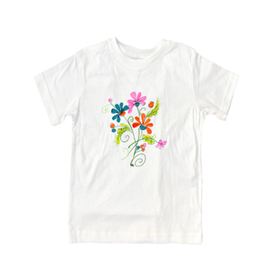 Cotton Tee Shirt Short Sleeve 917 Retro Flowers