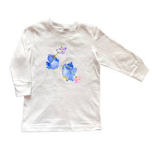 Cotton Tee Shirt Long Sleeve 918 Blue Birds