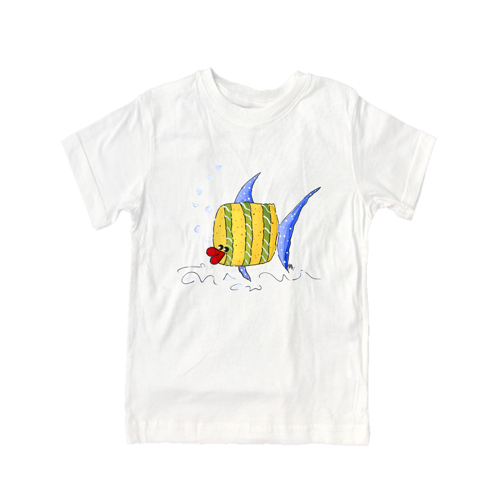 Cotton Tee Shirt Short Sleeve 949 Crazy Square Fish