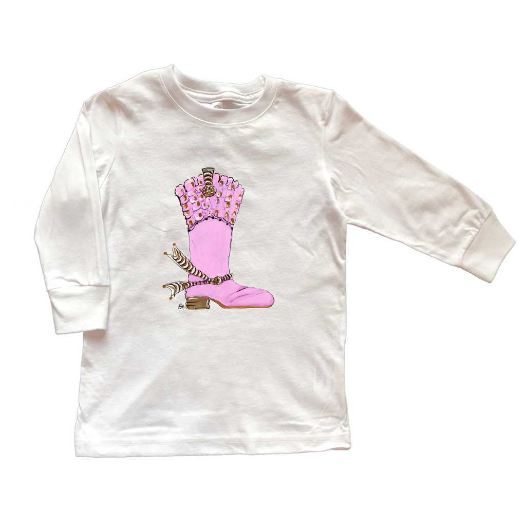 Cotton Tee Shirt Long Sleeve 952 Pink Boot