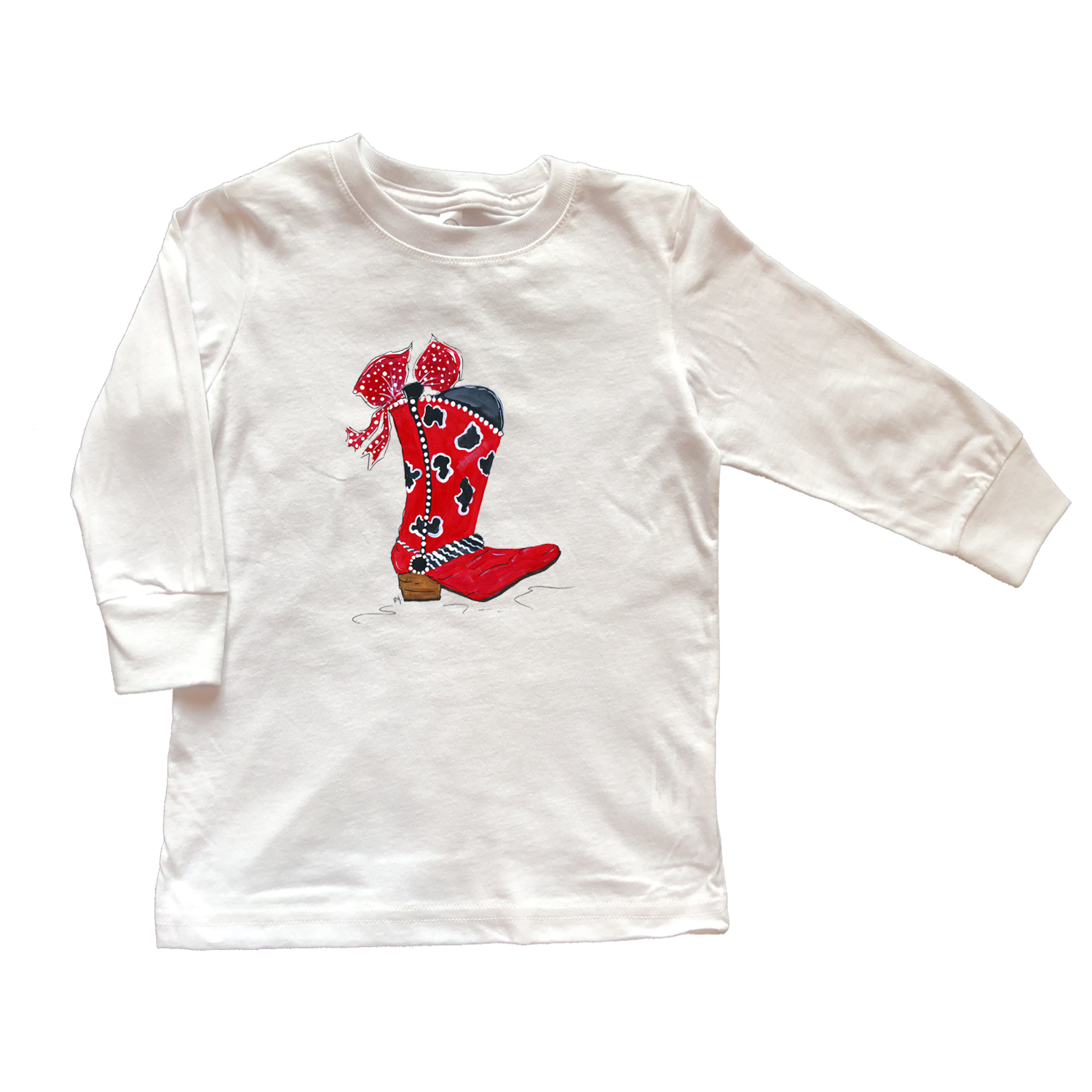Cotton Tee Shirt Long Sleeve 953 Red Boot