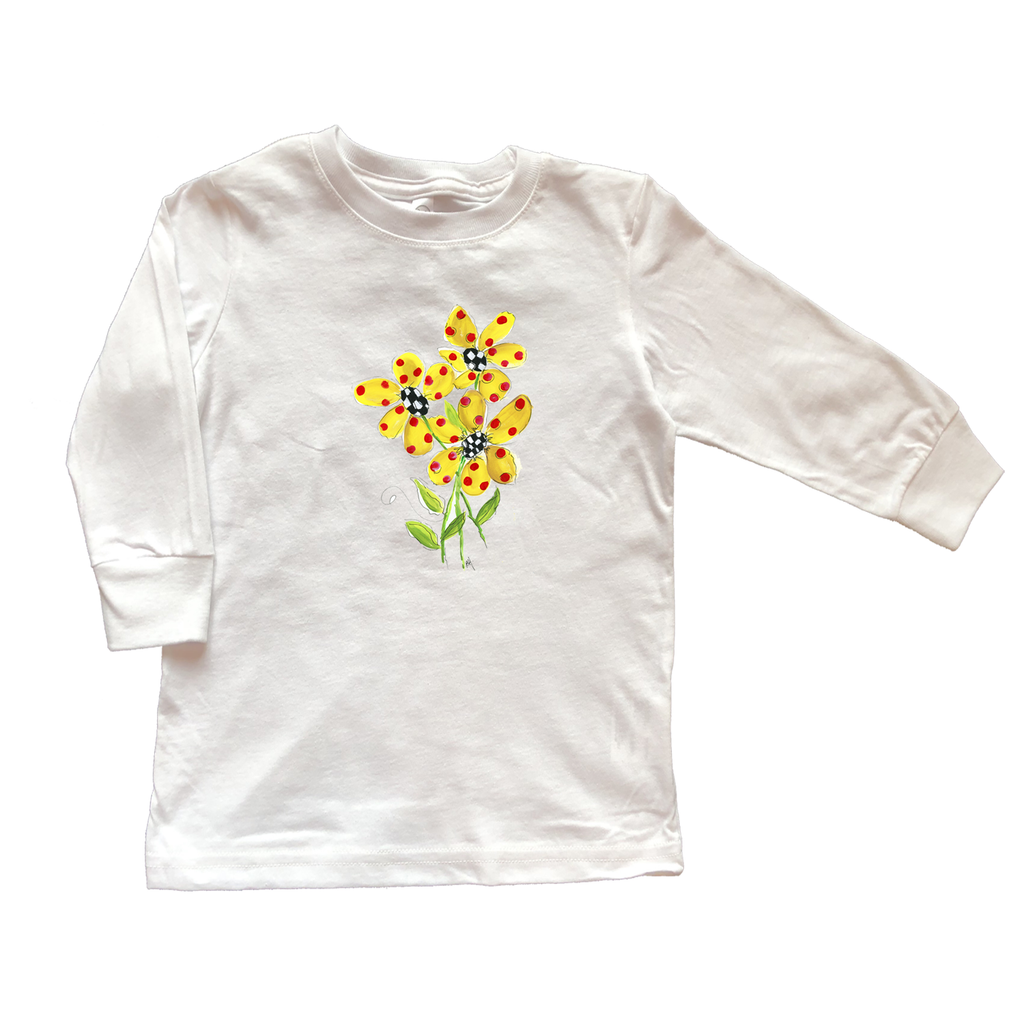 Cotton Tee Shirt Long Sleeve 958 Polka Dot Daisies